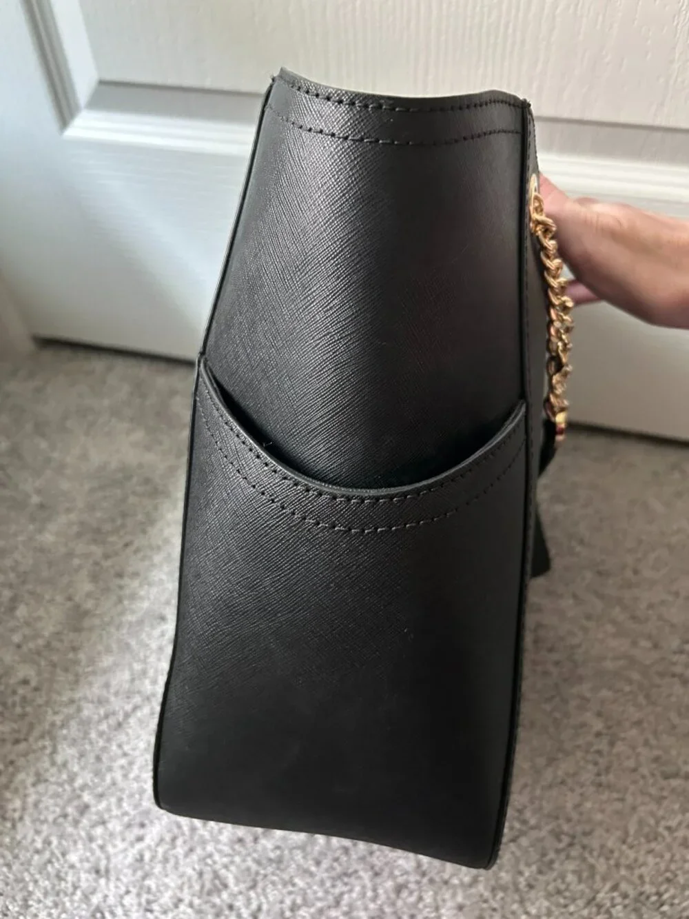 Michael Kors Jet Set Large Saffiano Leather Black Shoulder Bag